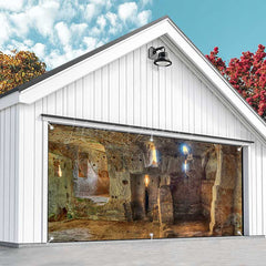 Lofaris Primitive Stone House Architecture Garage Door Banner