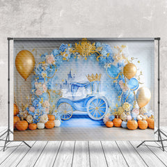 Lofaris Princess Carriage Floral Pumpkin Cake Smash Backdrop