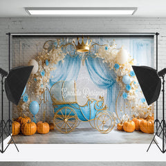 Lofaris Princess Carriage Pumpkin Floral Cake Smash Backdrop