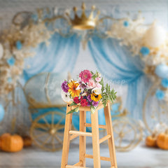 Lofaris Princess Carriage Pumpkin Floral Cake Smash Backdrop