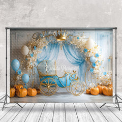 Lofaris Princess Carriage Pumpkin Floral Cake Smash Backdrop