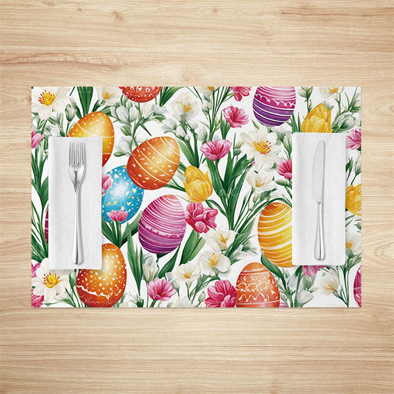 Lofaris Printed Eggs Plant Floral Easter Set Of 4 Placemats