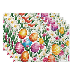 Lofaris Printed Eggs Plant Floral Easter Set Of 4 Placemats