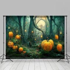 Lofaris Pumpkin Light Dim Mystical Forest Halloween Backdrop