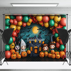 Lofaris Pumpkins Balloon Castle Moon Kids Halloween Backdrop