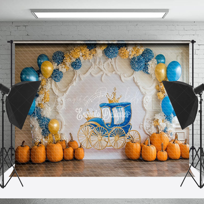 Lofaris Pumpkins Balloons Carriage Cake Smash Photo Backdrop