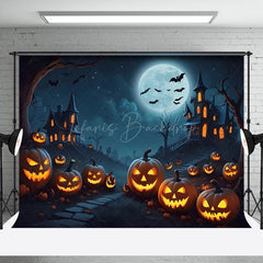 Lofaris Pumpkins Candle Night Bat Manor Halloween Backdrop