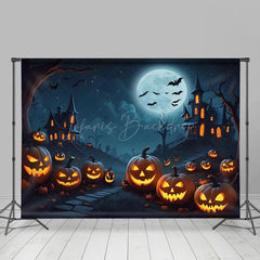 Lofaris Pumpkins Candle Night Bat Manor Halloween Backdrop