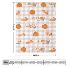 Lofaris Pumpkins Pie Light Brown Plaid Custom Name Blanket