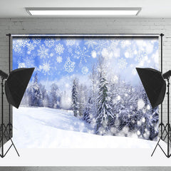 Lofaris Pure White Bokeh Swnoy Forest Winter Scene Backdrop