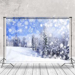 Lofaris Pure White Bokeh Swnoy Forest Winter Scene Backdrop