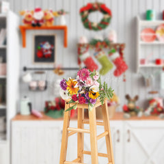 Lofaris Pure White Festive Kitchen Christmas Vibe Backdrop