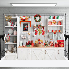 Lofaris Pure White Festive Kitchen Christmas Vibe Backdrop