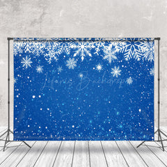 Lofaris Pure White Snowflakes Blue Winter Photo Backdrop