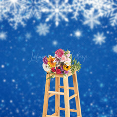 Lofaris Pure White Snowflakes Blue Winter Photo Backdrop