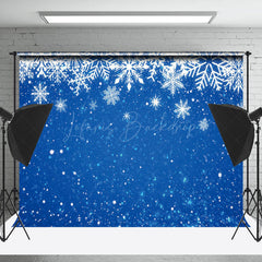 Lofaris Pure White Snowflakes Blue Winter Photo Backdrop