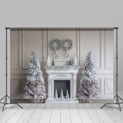 Lofaris Pure White Vintage Fireplace Tree Christmas Backdrop