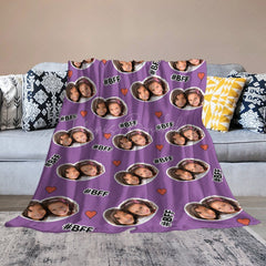 Lofaris Purple Best Friend Forever Tag Custom Photo Blanket