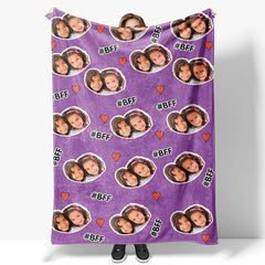 Lofaris Purple Best Friend Forever Tag Custom Photo Blanket