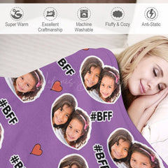 Lofaris Purple Best Friend Forever Tag Custom Photo Blanket