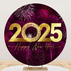 Lofaris Purple Dazzling New Year Night Party Circle Backdrop