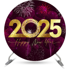 Lofaris Purple Dazzling New Year Night Party Circle Backdrop