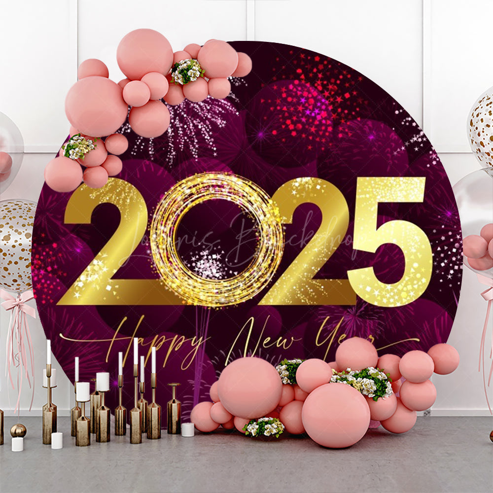 Lofaris Purple Dazzling New Year Night Party Circle Backdrop