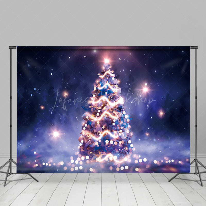 Lofaris Purple Fantasy Light Bokeh Night Xmas Tree Backdrop