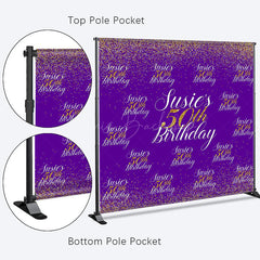 Lofaris Purple Gold Custom Step And Repeat Birthday Banner