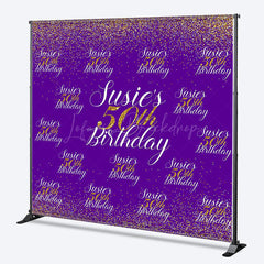 Lofaris Purple Gold Custom Step And Repeat Birthday Banner