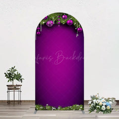 Lofaris Purple Green Pine Leaf Bells Christmas Arch Backdrop