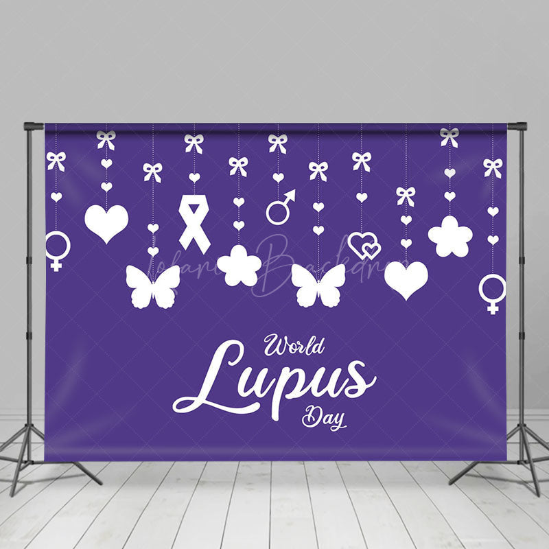 Lofaris Purple Heart Butterfly Happy World Lupus Day Backdrop