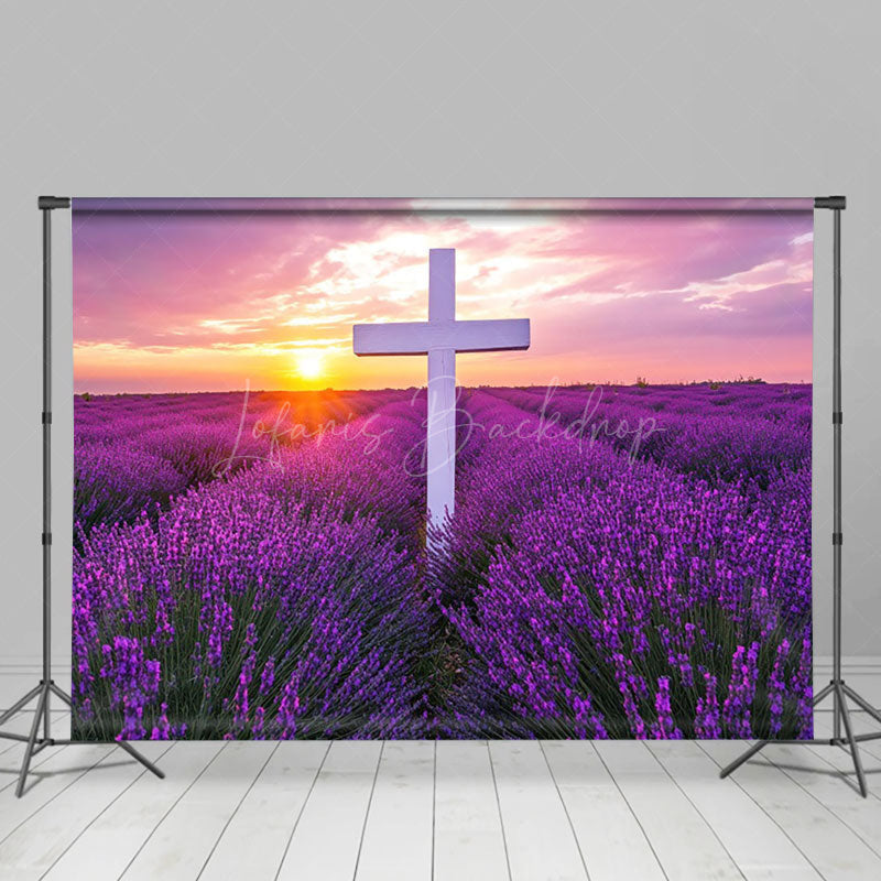 Lofaris Purple Lavender Flower Sea Sunset Sky Easter Backdrop