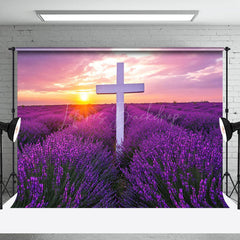 Lofaris Purple Lavender Flower Sea Sunset Sky Easter Backdrop