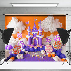 Lofaris Purple Orange Cloud Candyland Cake Smash Backdrop