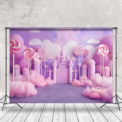 Lofaris Purple Pink Candyland Clouds Cake Smash Backdrop