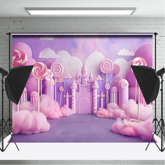 Lofaris Purple Pink Candyland Clouds Cake Smash Backdrop