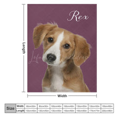 Lofaris Purple Red Custom Pet Photo Name Blanket For Gift