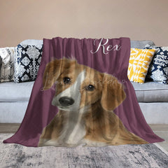 Lofaris Purple Red Custom Pet Photo Name Blanket For Gift