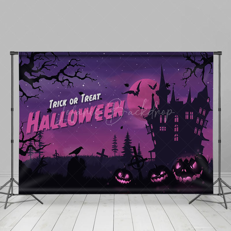 Lofaris Purple Scary Vibe Mountain Villa Halloween Backdrop