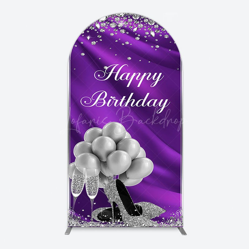 Lofaris Purple Silver Sparke High Heel Birthday Arch Backdrop