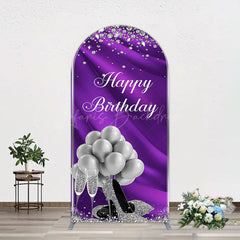 Lofaris Purple Silver Sparke High Heel Birthday Arch Backdrop