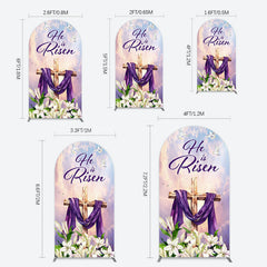 Lofaris Purple Sky Floral Cross He Is Risen Arch Backdrop