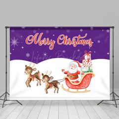 Lofaris Purple Sky Snowy Field Santa Elk Christmas Backdrop