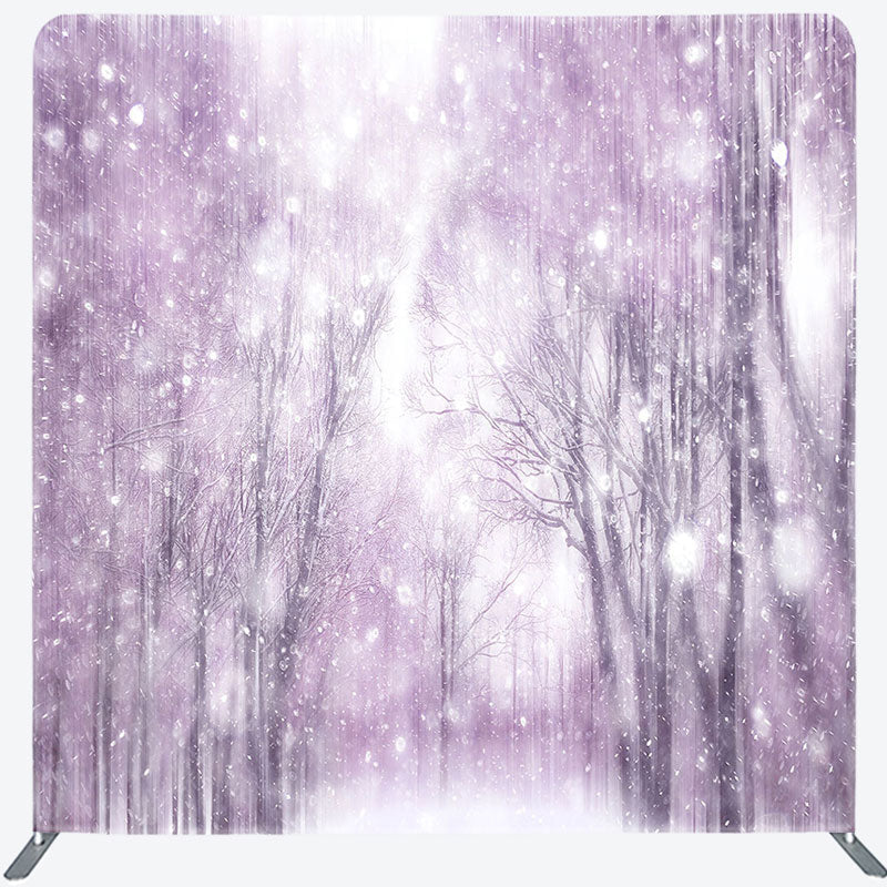 Lofaris Purple Snowy Nature Forest Scene Christmas Backdrop