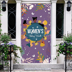 Lofaris Purple Tribal Leaves Womens History Month Door Cover