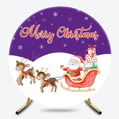 Lofaris Purple White Snowflake Santa Round Christmas Backdrop