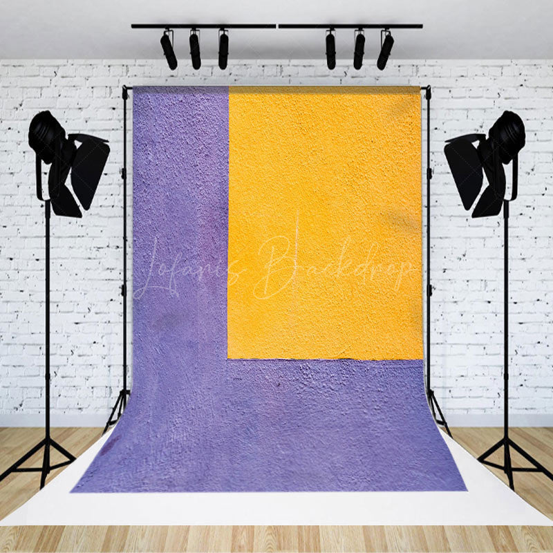 Lofaris Purple Yellow Cement Paint Wall Fine Art Backdrop