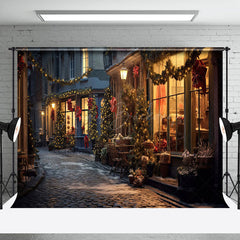 Lofaris Quiet Snowy Lane Festively Lit Christmas Backdrop