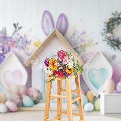 Lofaris Rabbit Hutch Colorful Eggs Easter Photo Backdrop